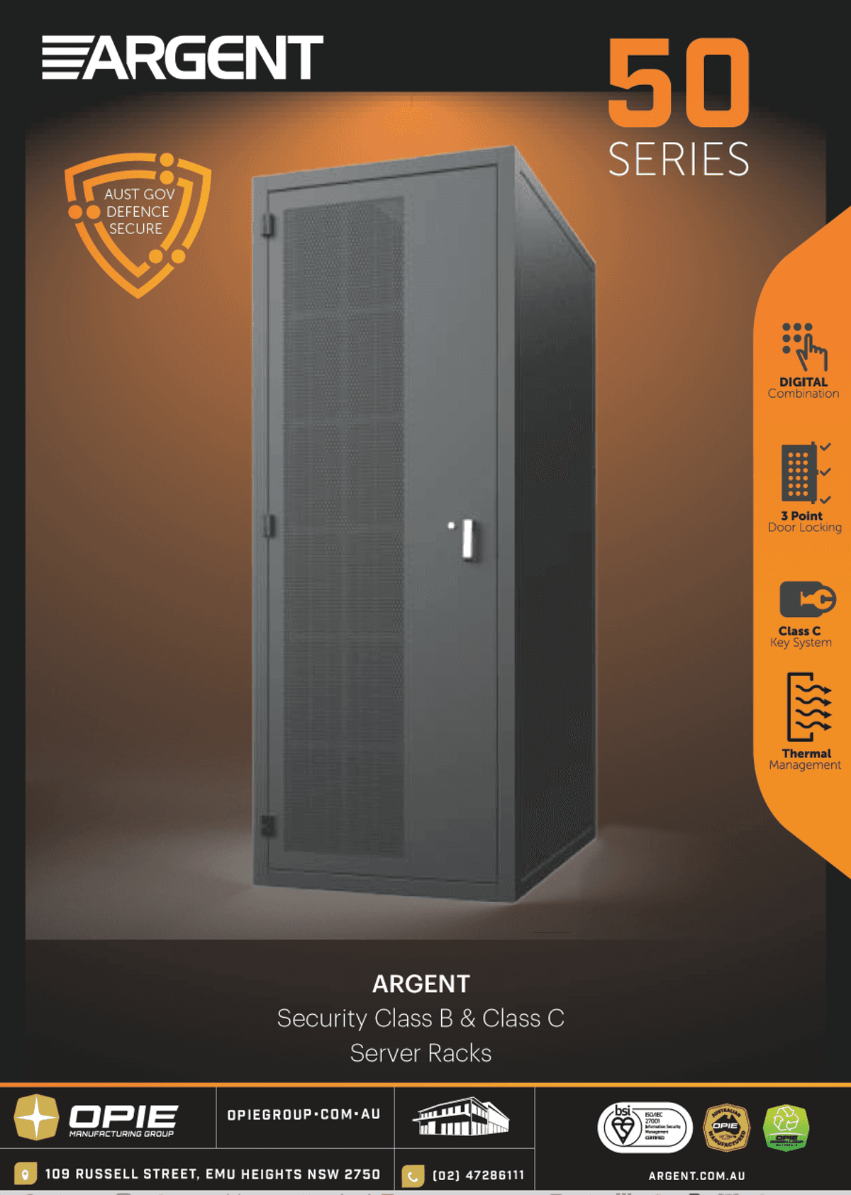 Building Your Data Security with Argent 50 B&C Class Security Server Racks